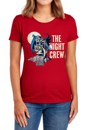 AN OFFCIALLY LICENSED DC NIGHT CREW WOMEN'S REGULAR FIT T-SHIRT NAVY
