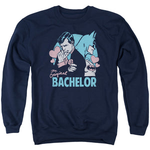 AN OFFCIALLY LICENSED DC BACHELOR ADULT UNISEX CREWNECK SWEATSHIRT NAVY