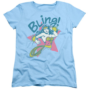 AN OFFCIALLY LICENSED DC BLING WOMEN'S REGULAR FIT T-SHIRT LIGHT BLUE