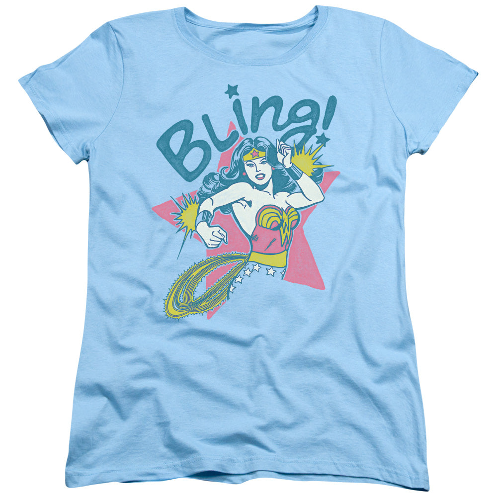 AN OFFCIALLY LICENSED DC BLING WOMEN'S REGULAR FIT T-SHIRT LIGHT BLUE