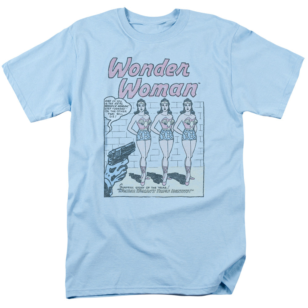AN OFFCIALLY LICENSED DC MULTIPLE WW MEN'S REGULAR FIT T-SHIRT LIGHT BLUE