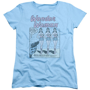 AN OFFCIALLY LICENSED DC MULTIPLE WW WOMEN'S REGULAR FIT T-SHIRT LIGHT BLUE