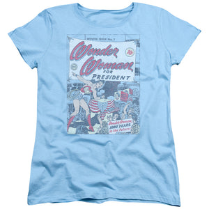 AN OFFCIALLY LICENSED DC WW FOR PRESIDENT WOMEN'S REGULAR FIT T-SHIRT LIGHT BLUE