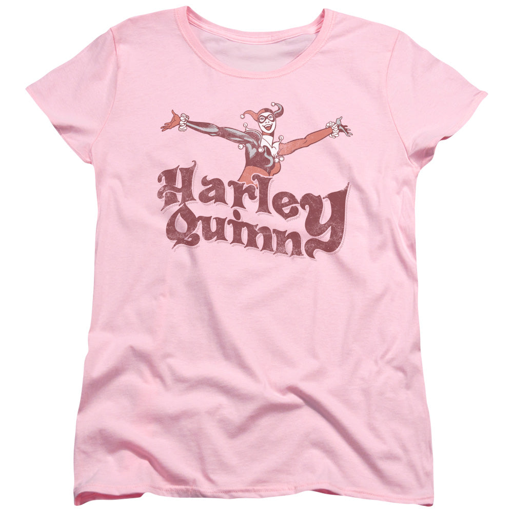 AN OFFCIALLY LICENSED DC HARLEY HOP VINTAGE WOMEN'S REGULAR FIT T-SHIRT PINK