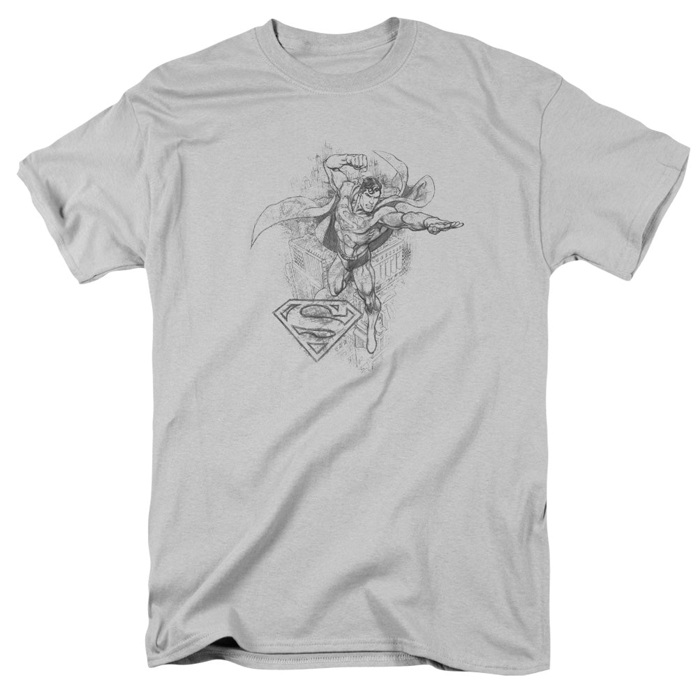 AN OFFCIALLY LICENSED DC FLYING FLEX MEN'S REGULAR FIT T-SHIRT SILVER