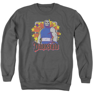 AN OFFCIALLY LICENSED DC DARKSEID STARS ADULT UNISEX CREWNECK SWEATSHIRT CHARCOAL