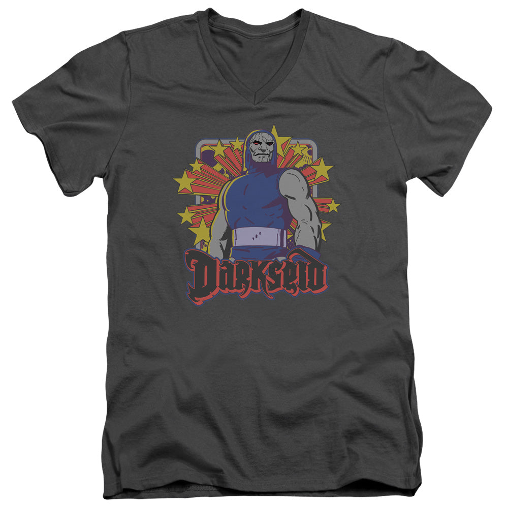 AN OFFCIALLY LICENSED DC DARKSEID STARS MEN'S V-NECK T-SHIRT CHARCOAL