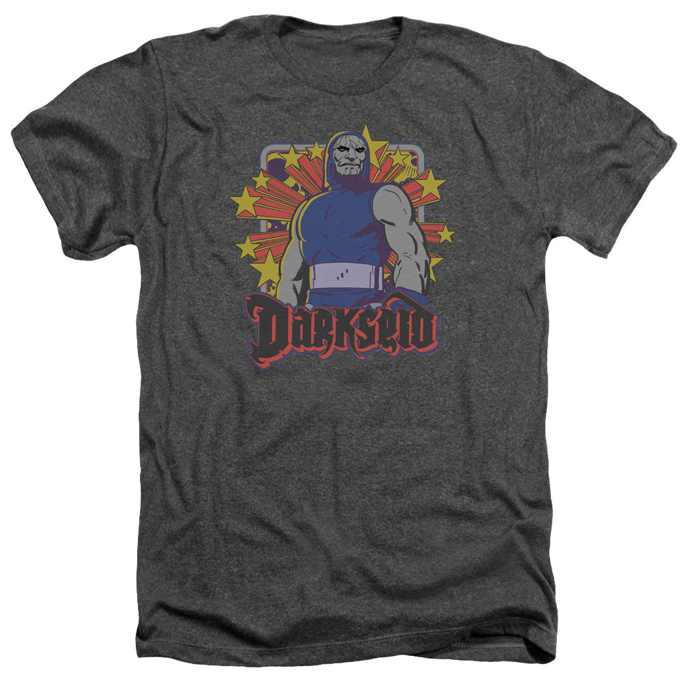 AN OFFCIALLY LICENSED DC DARKSEID STARS MEN'S HEATHER T-SHIRT CHARCOAL