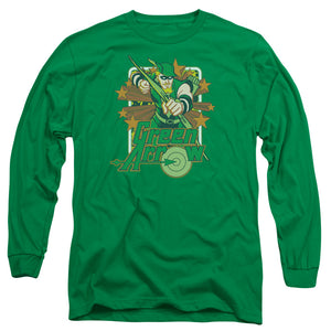 AN OFFCIALLY LICENSED DC GREEN ARROW STARS MEN'S LONG SLEEVE T-SHIRT KELLY GREEN