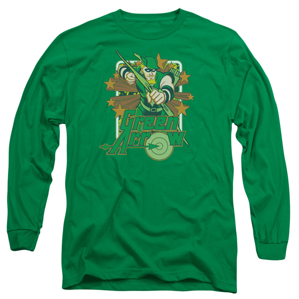 AN OFFCIALLY LICENSED DC GREEN ARROW STARS MEN'S LONG SLEEVE T-SHIRT KELLY GREEN