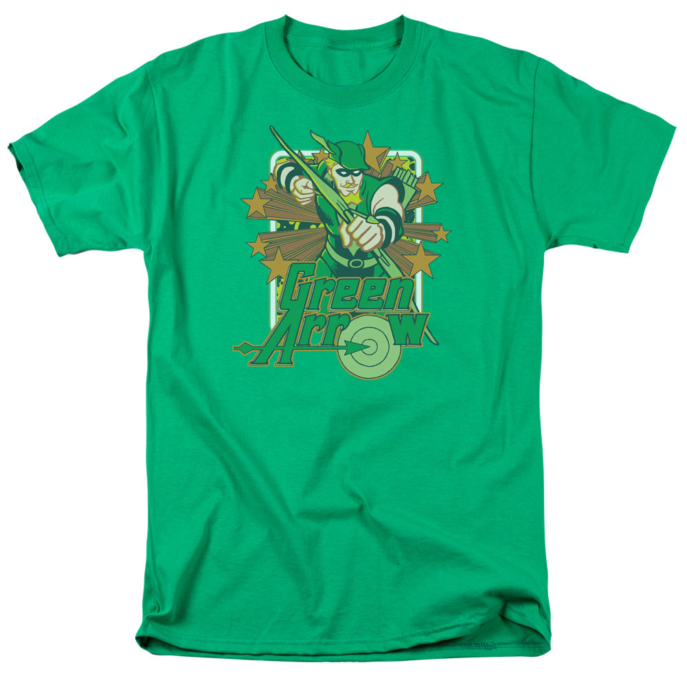 AN OFFCIALLY LICENSED DC GREEN ARROW STARS MEN'S REGULAR FIT T-SHIRT KELLY GREEN