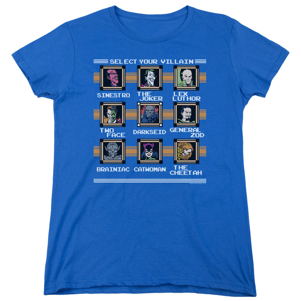 AN OFFCIALLY LICENSED DC STAGE SELECT WOMEN'S REGULAR FIT T-SHIRT ROYAL