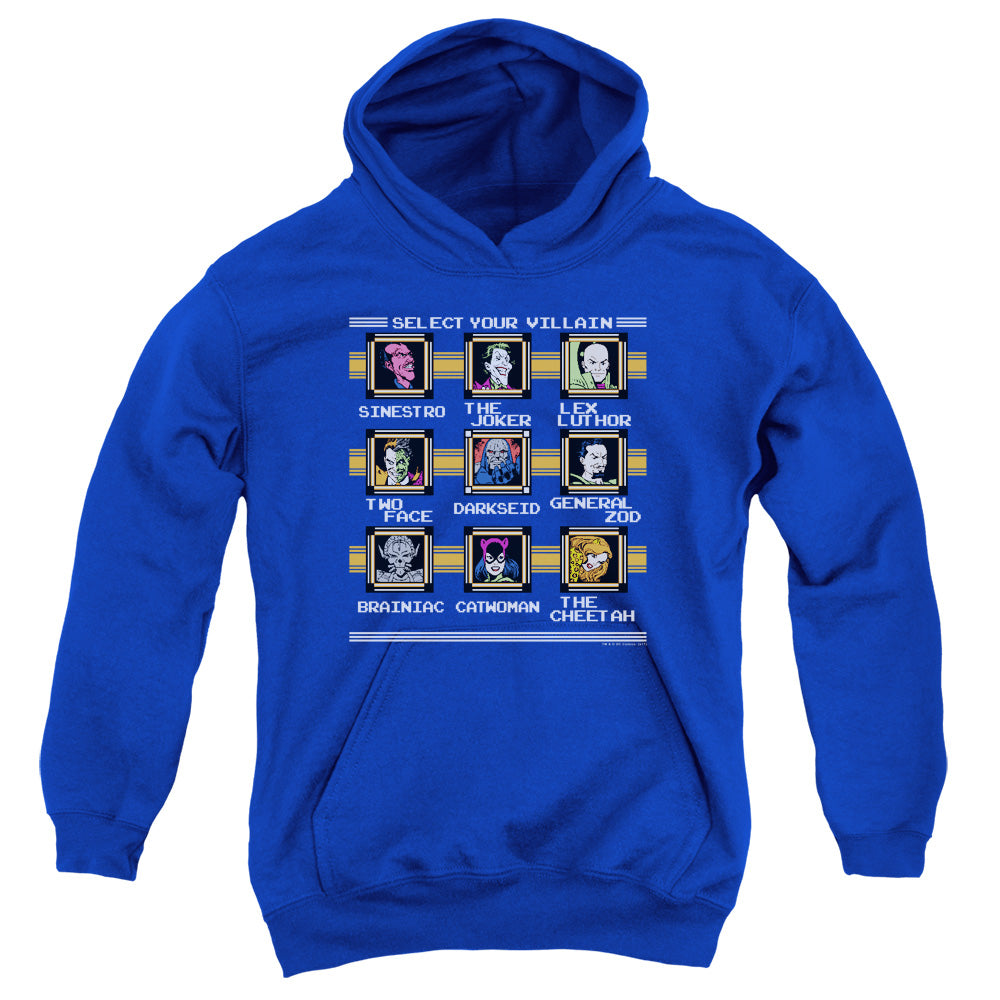 AN OFFCIALLY LICENSED DC STAGE SELECT YOUTH HOODIE ROYAL