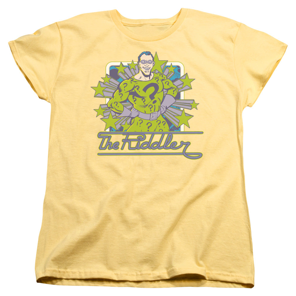 AN OFFCIALLY LICENSED DC RIDDLER STARS WOMEN'S REGULAR FIT T-SHIRT BANANA