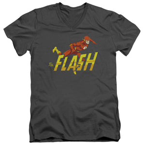 AN OFFCIALLY LICENSED DC FLASH 8 BIT FLASH MEN'S V-NECK T-SHIRT BLACK
