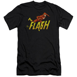 AN OFFCIALLY LICENSED DC FLASH 8 BIT FLASH MEN'S PREMIUM SLIM FIT T-SHIRT BLACK