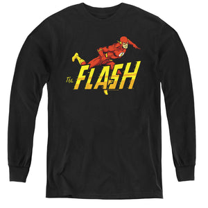 AN OFFCIALLY LICENSED DC FLASH 8 BIT FLASH YOUTH LONG SLEEVE T-SHIRT BLACK