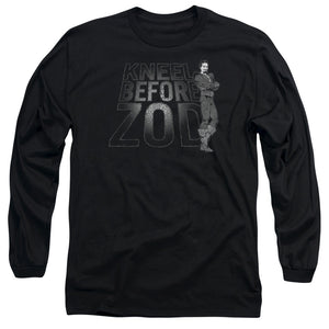 AN OFFCIALLY LICENSED DC KNEEL ZOD MEN'S LONG SLEEVE T-SHIRT BLACK