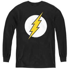 AN OFFCIALLY LICENSED DC FLASH FL CLASSIC YOUTH LONG SLEEVE T-SHIRT BLACK