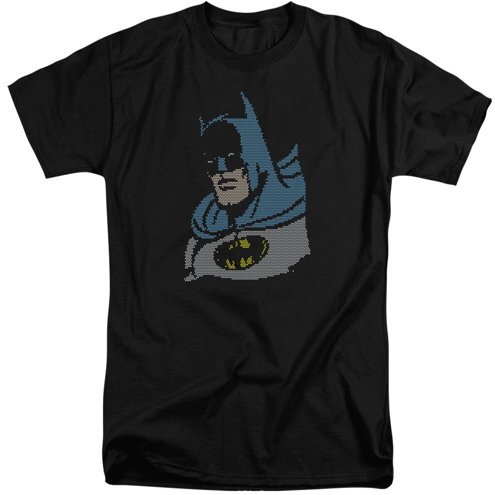 AN OFFCIALLY LICENSED DC LITE BRITE BATMAN MEN'S TALL FIT T-SHIRT BLACK