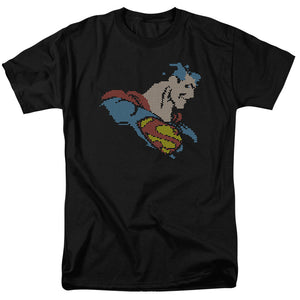 AN OFFCIALLY LICENSED DC LITE BRITE SUPERMAN MEN'S REGULAR FIT T-SHIRT BLACK