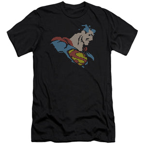 AN OFFCIALLY LICENSED DC LITE BRITE SUPERMAN MEN'S PREMIUM SLIM FIT T-SHIRT BLACK