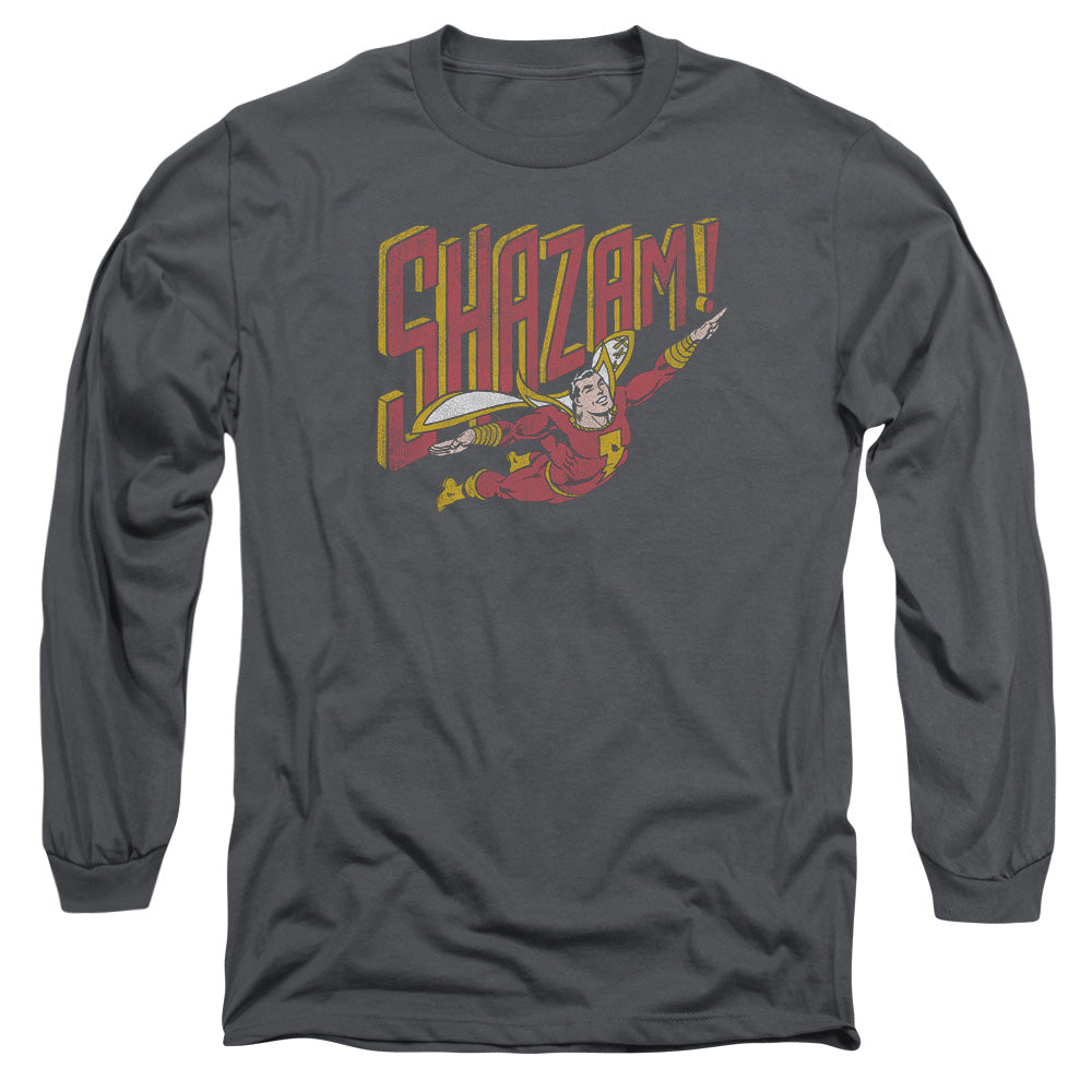 AN OFFCIALLY LICENSED DC RETRO MARVEL MEN'S LONG SLEEVE T-SHIRT CHARCOAL