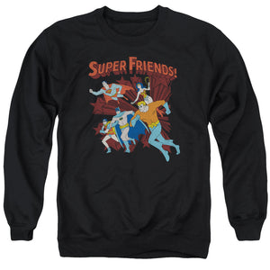 AN OFFCIALLY LICENSED DC SUPER RUNNING ADULT UNISEX CREWNECK SWEATSHIRT BLACK