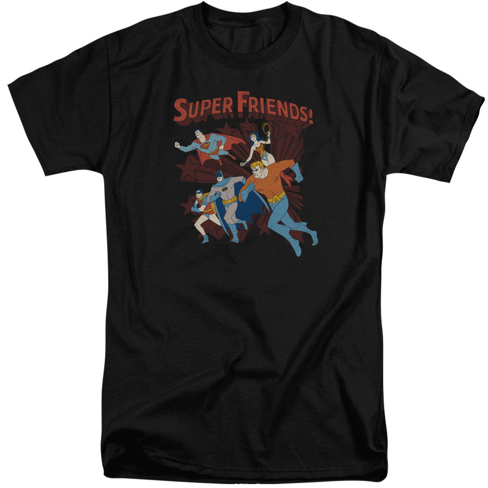 AN OFFCIALLY LICENSED DC SUPER RUNNING MEN'S TALL FIT T-SHIRT BLACK