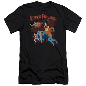 AN OFFCIALLY LICENSED DC SUPER RUNNING MEN'S PREMIUM SLIM FIT T-SHIRT BLACK