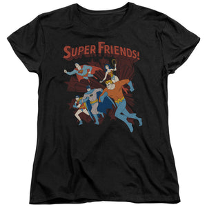 AN OFFCIALLY LICENSED DC SUPER RUNNING WOMEN'S REGULAR FIT T-SHIRT BLACK