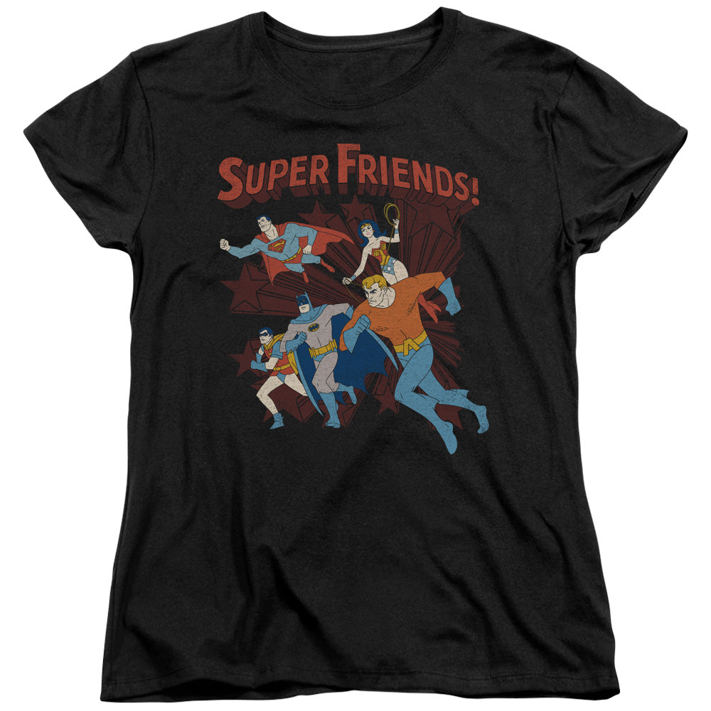 AN OFFCIALLY LICENSED DC SUPER RUNNING WOMEN'S REGULAR FIT T-SHIRT BLACK