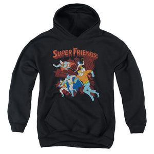 AN OFFCIALLY LICENSED DC SUPER RUNNING YOUTH HOODIE BLACK