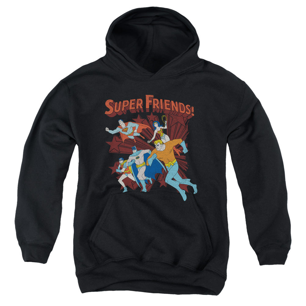 AN OFFCIALLY LICENSED DC SUPER RUNNING YOUTH HOODIE BLACK