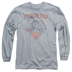 AN OFFCIALLY LICENSED DC FOOLED YOU MEN'S LONG SLEEVE T-SHIRT ATHLETIC HEATHER