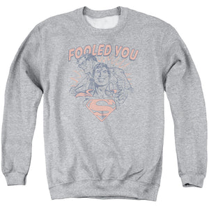 AN OFFCIALLY LICENSED DC FOOLED YOU ADULT UNISEX CREWNECK SWEATSHIRT ATHLETIC HEATHER