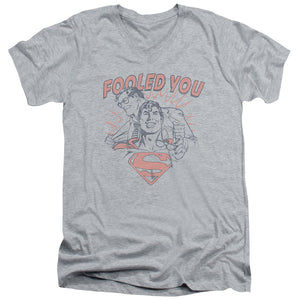 AN OFFCIALLY LICENSED DC FOOLED YOU MEN'S V-NECK T-SHIRT ATHLETIC HEATHER