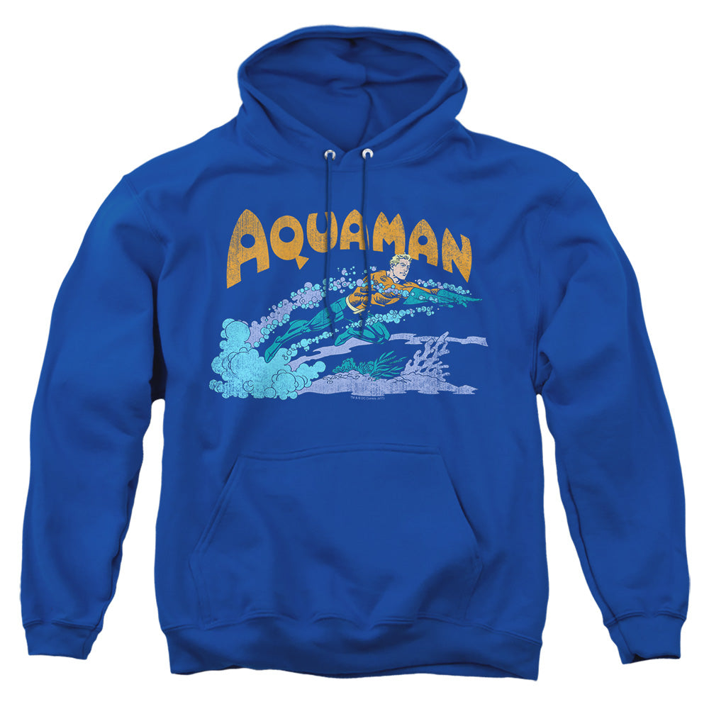 AN OFFCIALLY LICENSED DC AQUA SWIM ADULT UNISEX PULLOVER HOODIE ROYAL