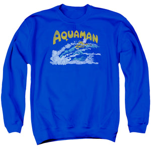 AN OFFCIALLY LICENSED DC AQUA SWIM ADULT UNISEX CREWNECK SWEATSHIRT ROYAL