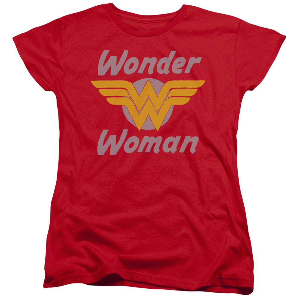 AN OFFCIALLY LICENSED DC WONDER WINGS WOMEN'S REGULAR FIT T-SHIRT RED