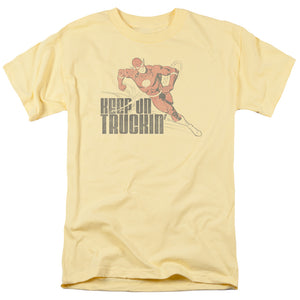 AN OFFCIALLY LICENSED DC FLASH KEEP ON TRUCKIN MEN'S REGULAR FIT T-SHIRT BANANA
