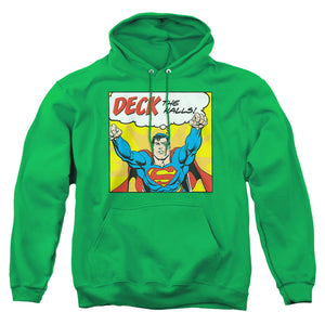 AN OFFCIALLY LICENSED DC DECK THE HALLS ADULT UNISEX PULLOVER HOODIE KELLY GREEN