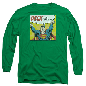 AN OFFCIALLY LICENSED DC DECK THE HALLS MEN'S LONG SLEEVE T-SHIRT KELLY GREEN