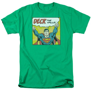 AN OFFCIALLY LICENSED DC DECK THE HALLS MEN'S REGULAR FIT T-SHIRT KELLY GREEN