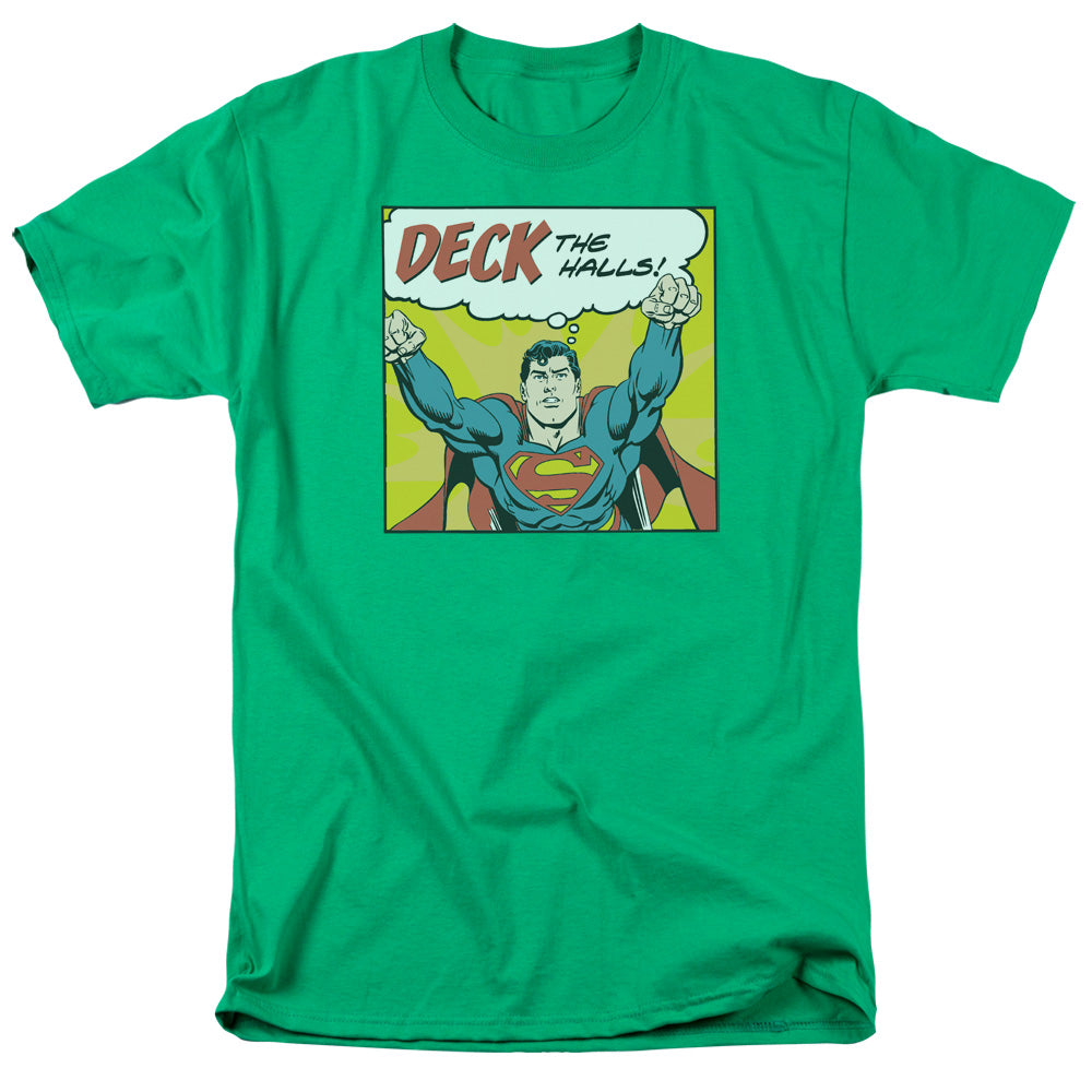 AN OFFCIALLY LICENSED DC DECK THE HALLS MEN'S REGULAR FIT T-SHIRT KELLY GREEN