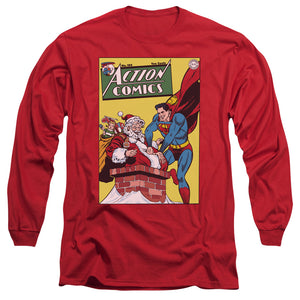 AN OFFCIALLY LICENSED DC COVER NO. 105 MEN'S LONG SLEEVE T-SHIRT RED