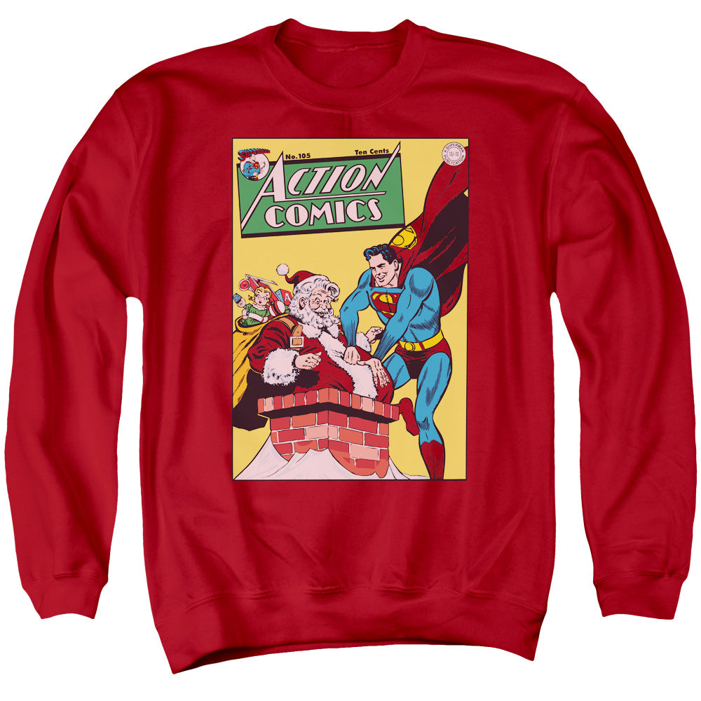 AN OFFCIALLY LICENSED DC COVER NO. 105 ADULT UNISEX CREWNECK SWEATSHIRT RED