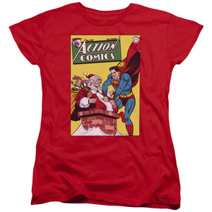 AN OFFCIALLY LICENSED DC COVER NO. 105 WOMEN'S REGULAR FIT T-SHIRT RED