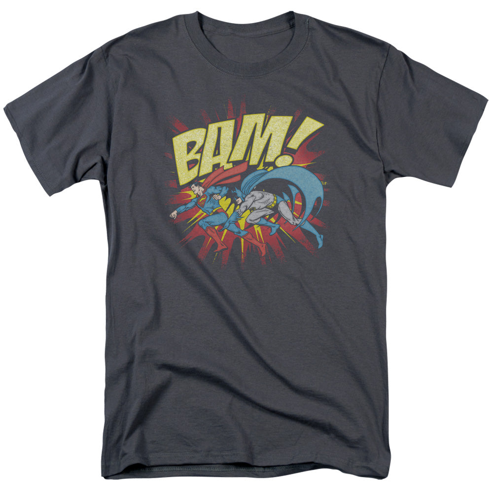 AN OFFCIALLY LICENSED DC BAM MEN'S REGULAR FIT T-SHIRT CHARCOAL
