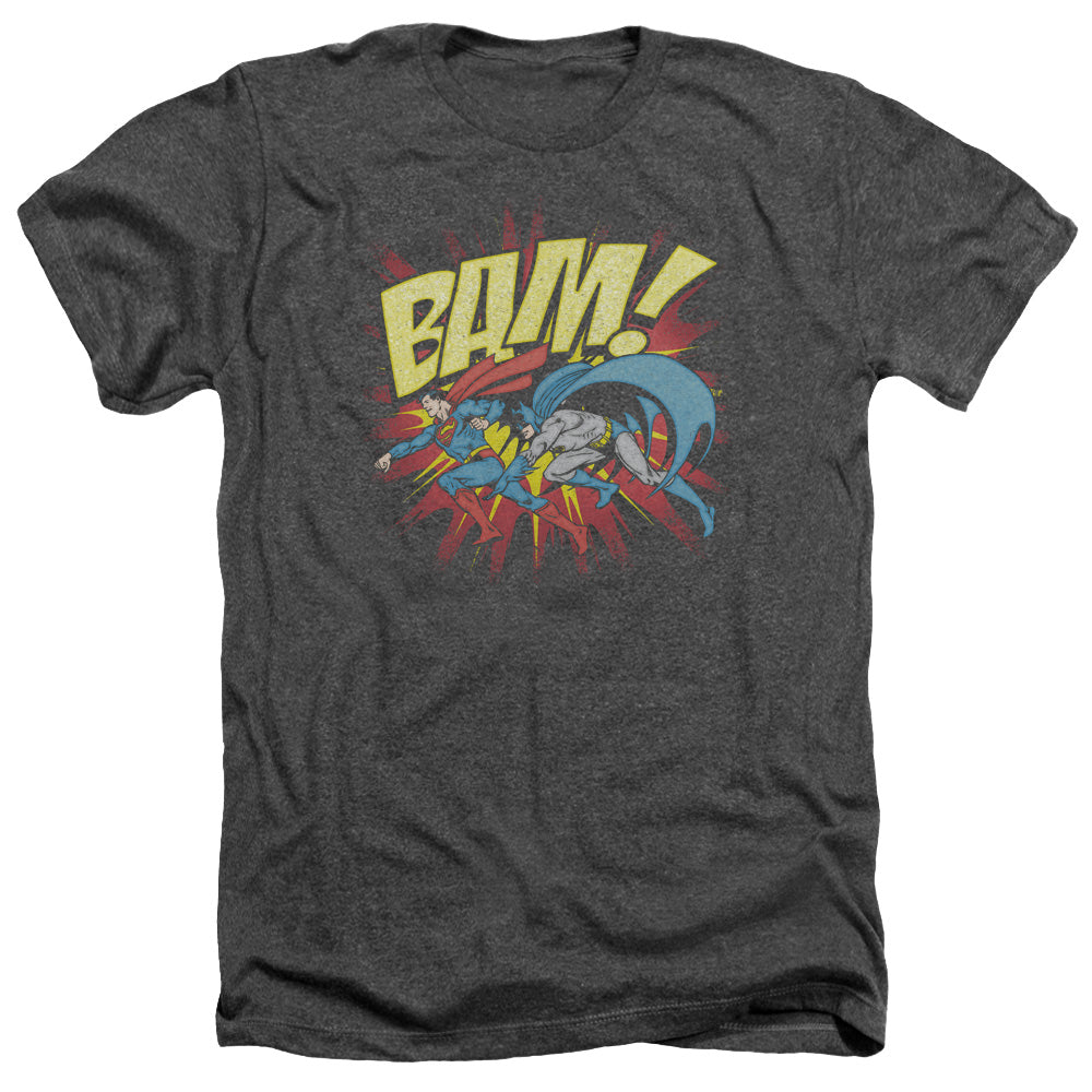 AN OFFCIALLY LICENSED DC BAM MEN'S HEATHER T-SHIRT CHARCOAL